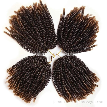 Synthetic Crochet Hair 8" Ombre Color Spring Twist Crochet Braid Hair Extension